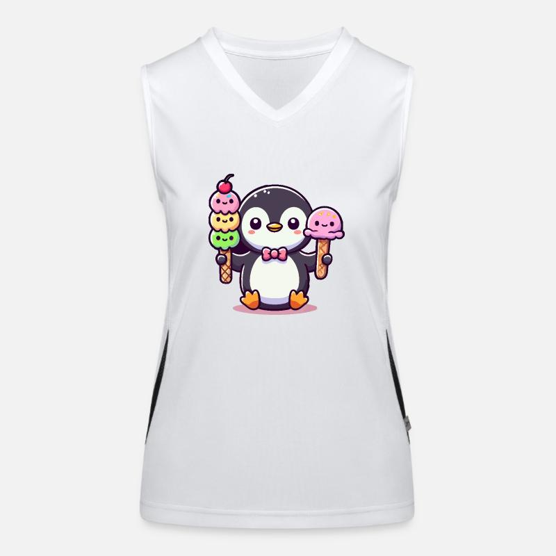Pinguin mit Eis Funktionelles Kontrast-Tank Top für Frauen