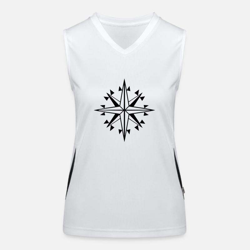 navigation, compass, orientation wind rose Women's Functional Contrast Tank Top