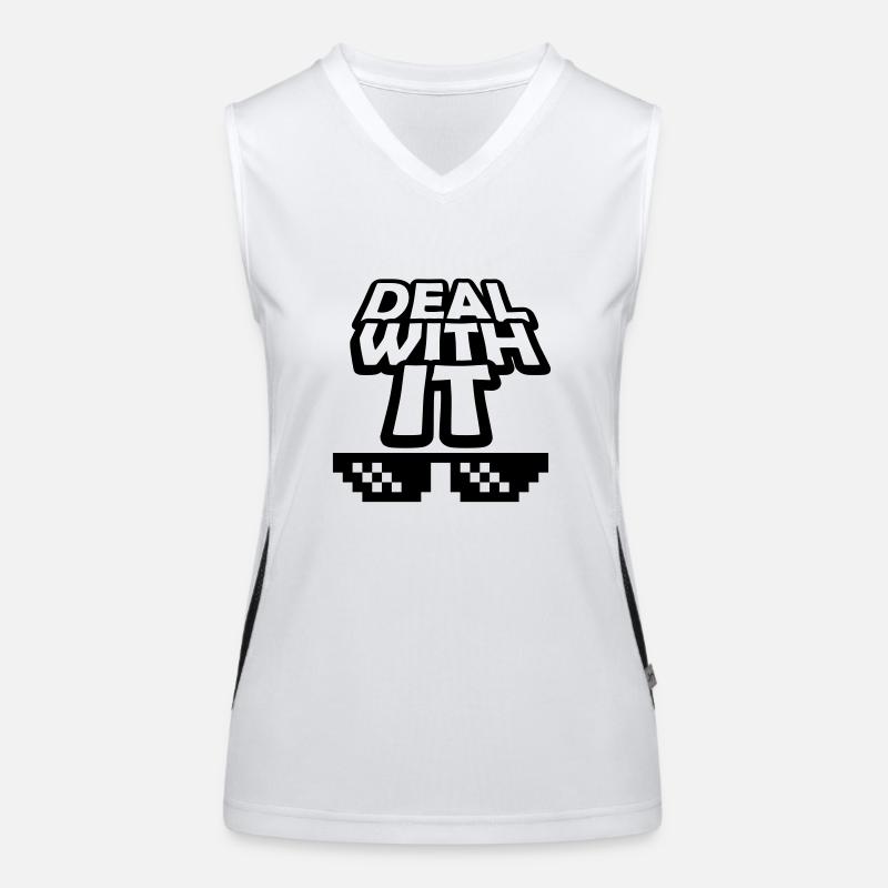 Text Deal with it Funktionelles Kontrast-Tank Top für Frauen