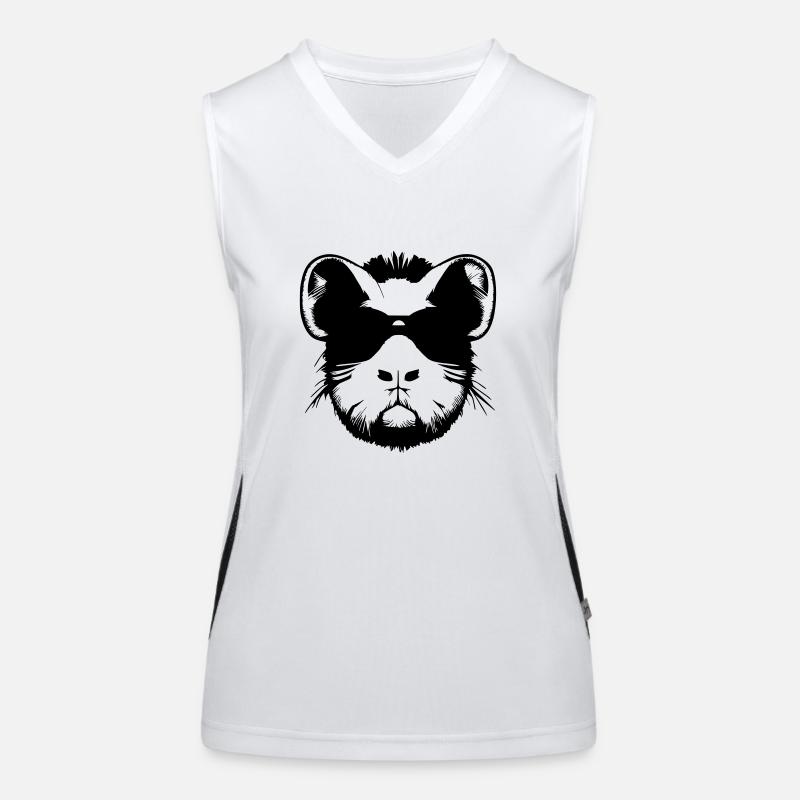 Guinea pig cool sunglasses funny vector 10 Women's Functional Contrast Tank Top