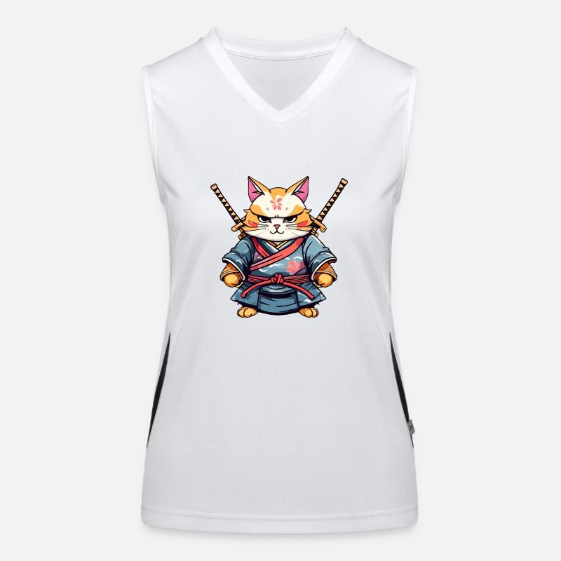 Samurai-Katze #28 Funktionelles Kontrast-Tank Top für Frauen