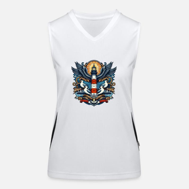 Lighthouse with seagulls Women's Functional Contrast Tank Top