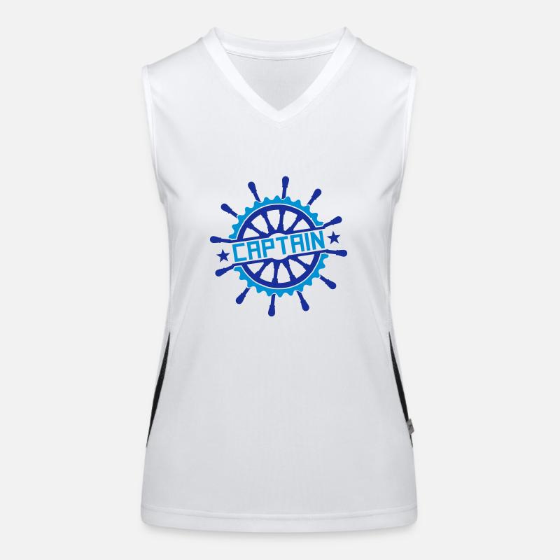 Captain steering wheel stamp logo Women's Functional Contrast Tank Top