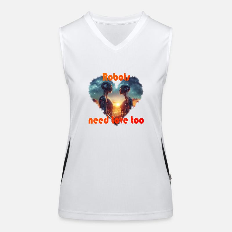 Robots need love Women's Functional Contrast Tank Top