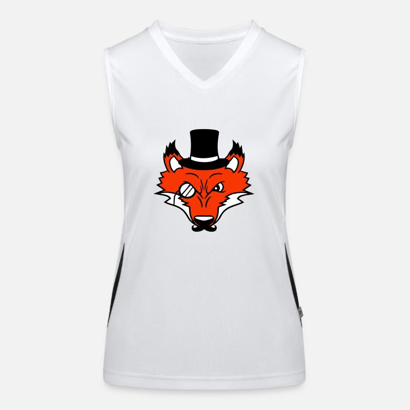 Fox Red Fox Sir Mr. Top Hat Monocle Glasses Women's Functional Contrast Tank Top