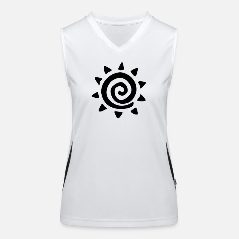 Simple sun drawing, mantra symbol Women's Functional Contrast Tank Top