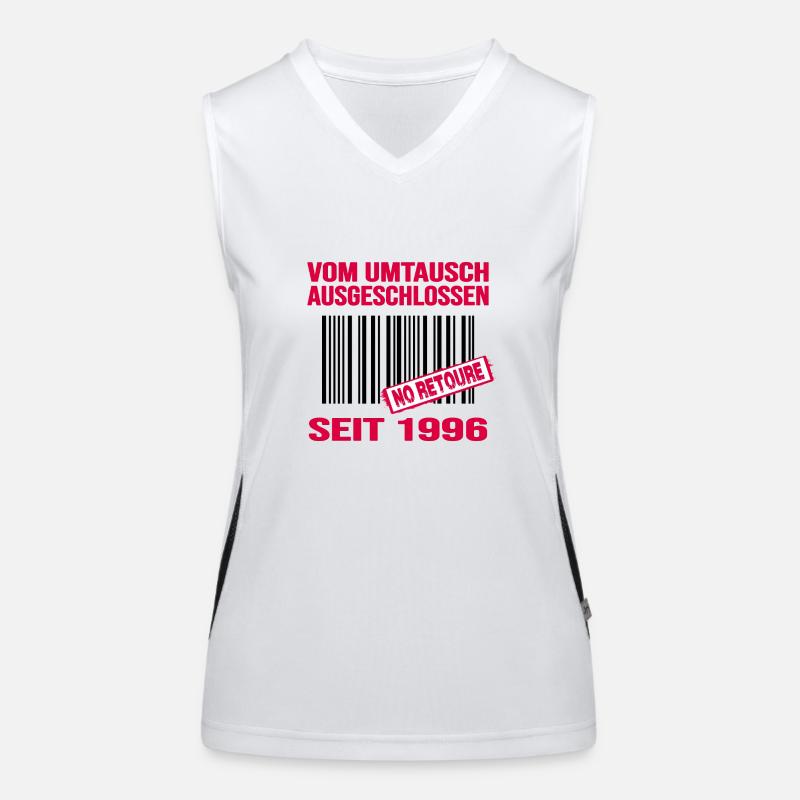 1996 geburtstag 26 jahre retro barcode no retoure Funktionelles Kontrast-Tank Top für Frauen