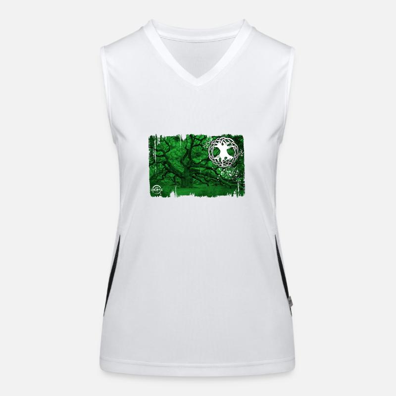 eiche mit lebensbaum grün Funktionelles Kontrast-Tank Top für Frauen