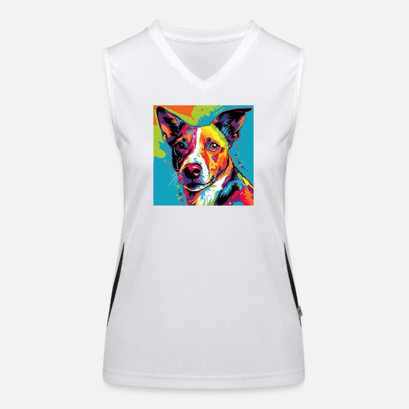 Jack Russel Terrier Pop Art Funktionelles Kontrast-Tank Top für Frauen