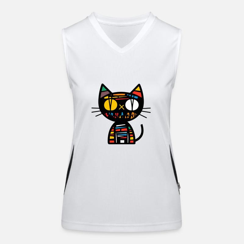 Chat Halloween Bande dessinée Drôle Débardeur respirant contrasté Femme