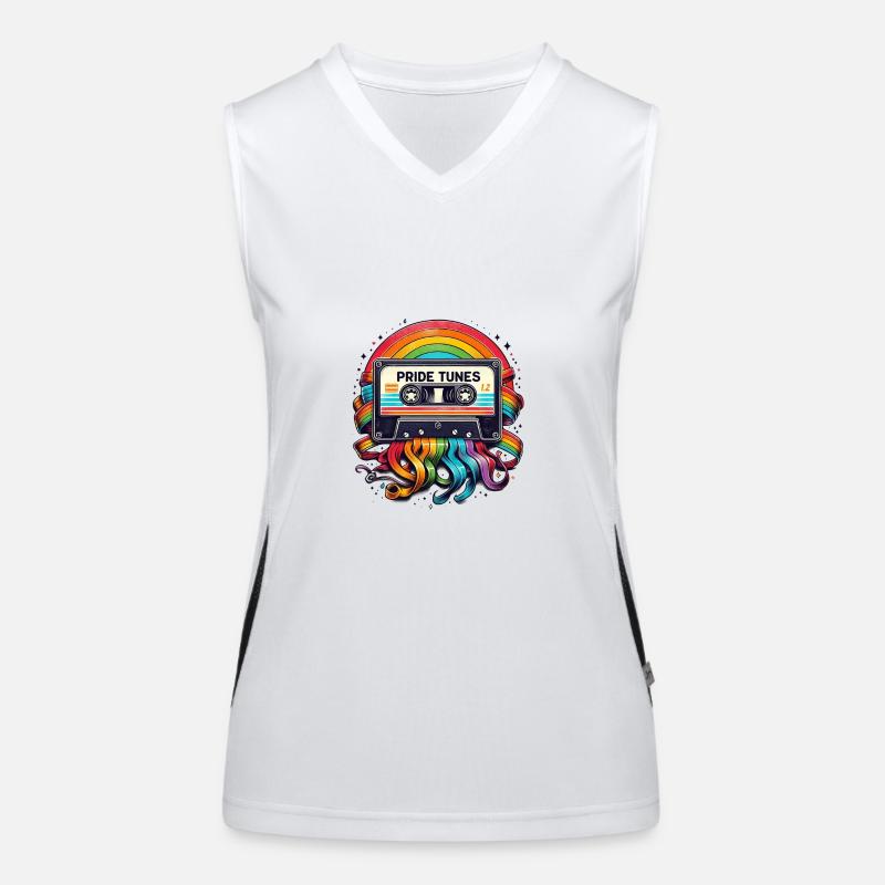 Pride Tunes Rainbow Cassette Design Funktionelles Kontrast-Tank Top für Frauen