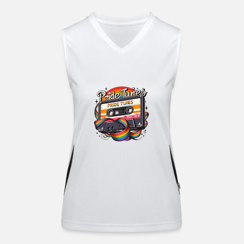 Pride Tunes Retro Rainbow Cassette Design Funktionelles Kontrast-Tank Top für Frauen