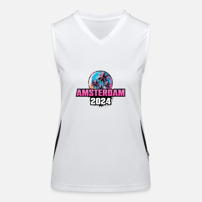Amsterdam 2024 Palmen Funktionelles Kontrast-Tank Top für Frauen