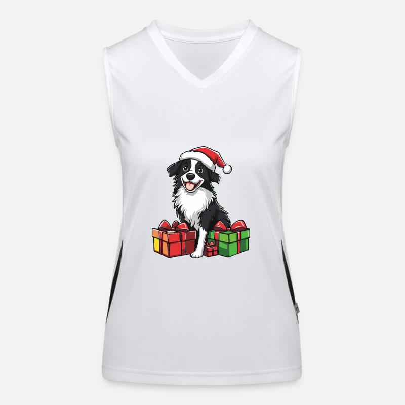 Border Collie Hund Weihnachten Geschenke Funktionelles Kontrast-Tank Top für Frauen
