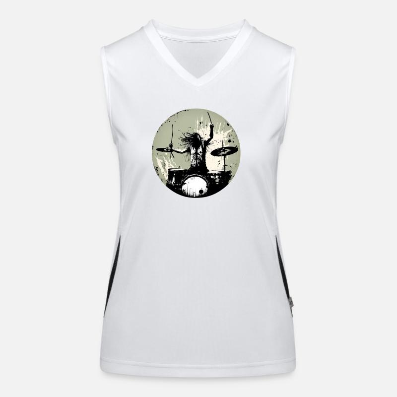 Drummer crazy gray Funktionelles Kontrast-Tank Top für Frauen