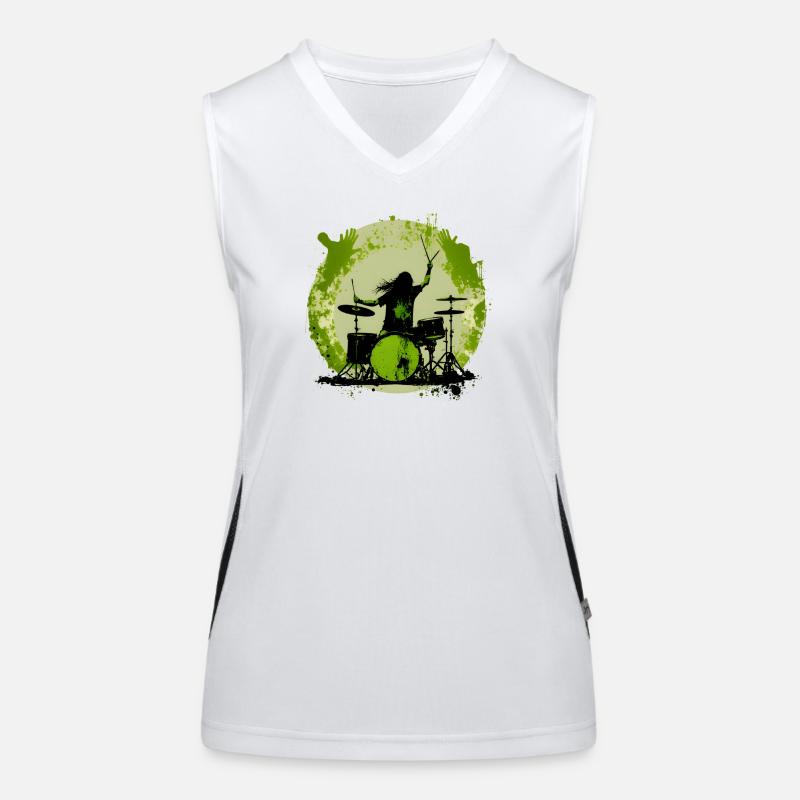 Drummer crazy green Funktionelles Kontrast-Tank Top für Frauen