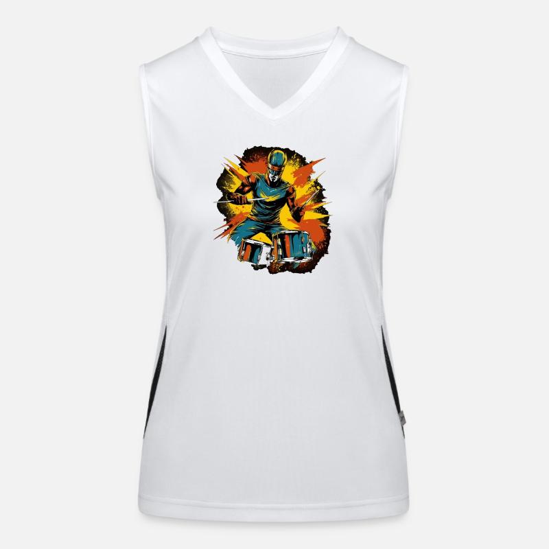 Space Drummer Funktionelles Kontrast-Tank Top für Frauen