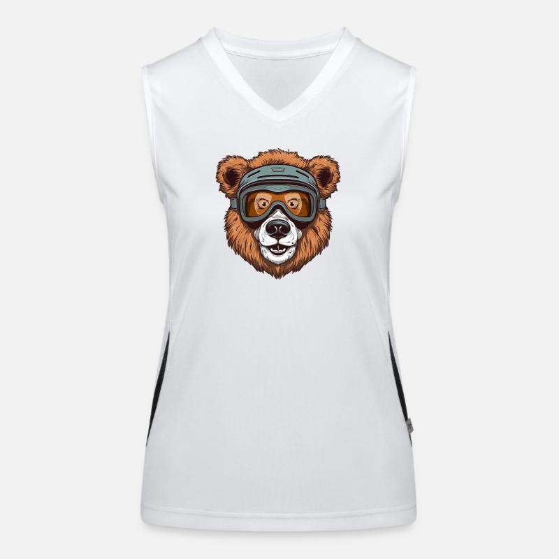 Bär Wintersport Fliegerbrille Funktionelles Kontrast-Tank Top für Frauen