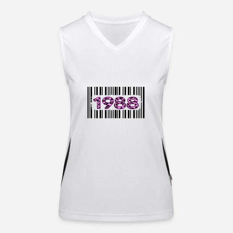 1988 geburtstag barcode rosa leopard retro-party Funktionelles Kontrast-Tank Top für Frauen