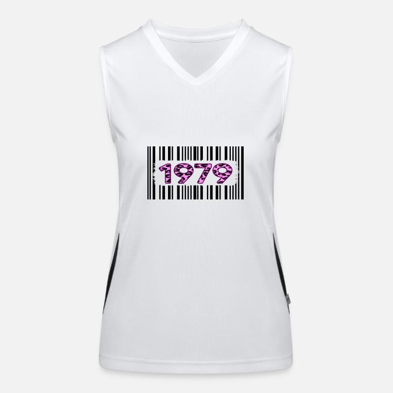 1979 Anniversaire rare rose unique Leo code-barres Débardeur respirant contrasté Femme