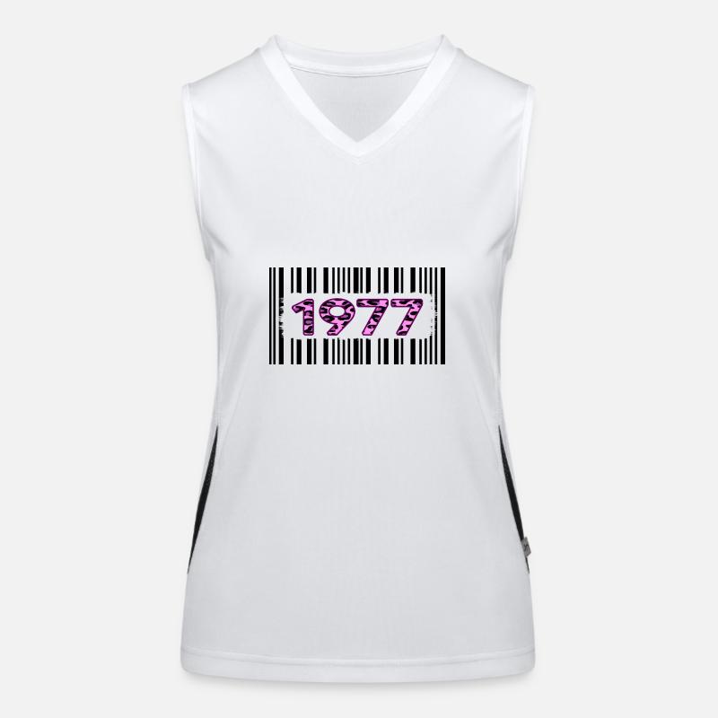 1977 geburtstag unikat rosa leopard barcode Funktionelles Kontrast-Tank Top für Frauen