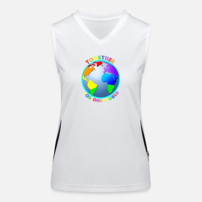 Statement: "For One World" - Regenbogenfarben Funktionelles Kontrast-Tank Top für Frauen