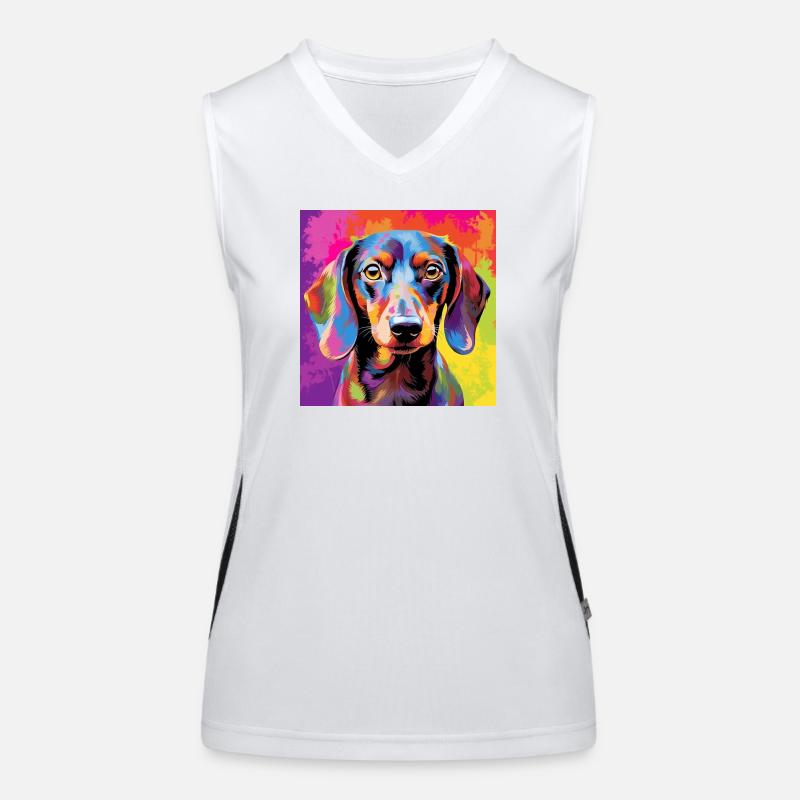Dackel Pop Art Funktionelles Kontrast-Tank Top für Frauen