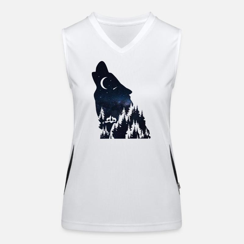 Silhouette de loup Galaxy Débardeur respirant contrasté Femme