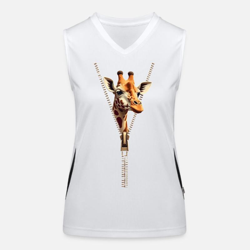 Girafe Stylisée avec Fermeture Zip Débardeur respirant contrasté Femme