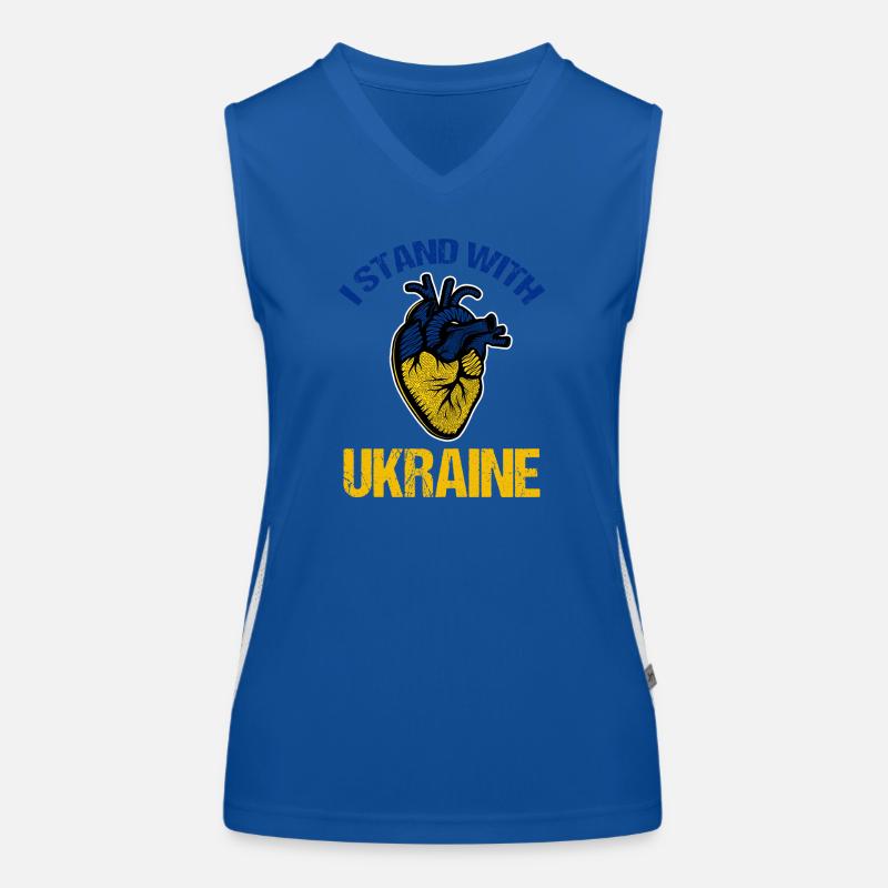 Ich stehe mit der ukrainischen Flagge ukrainisch Funktionelles Kontrast-Tank Top für Frauen