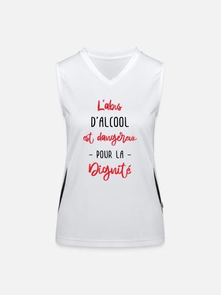 l'abus d'alcool est dangereux pour la dignité - Débardeur respirant contrasté Femme - blanc/noir - Devant