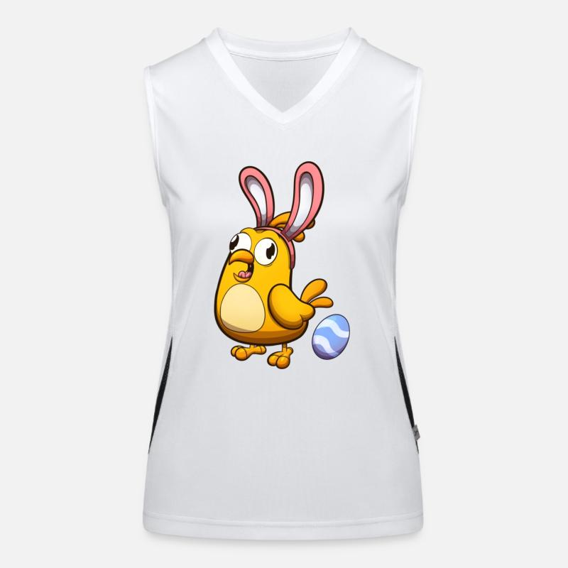 Cute Little Easter Chick With Rabbit Ears Women's Functional Contrast Tank Top