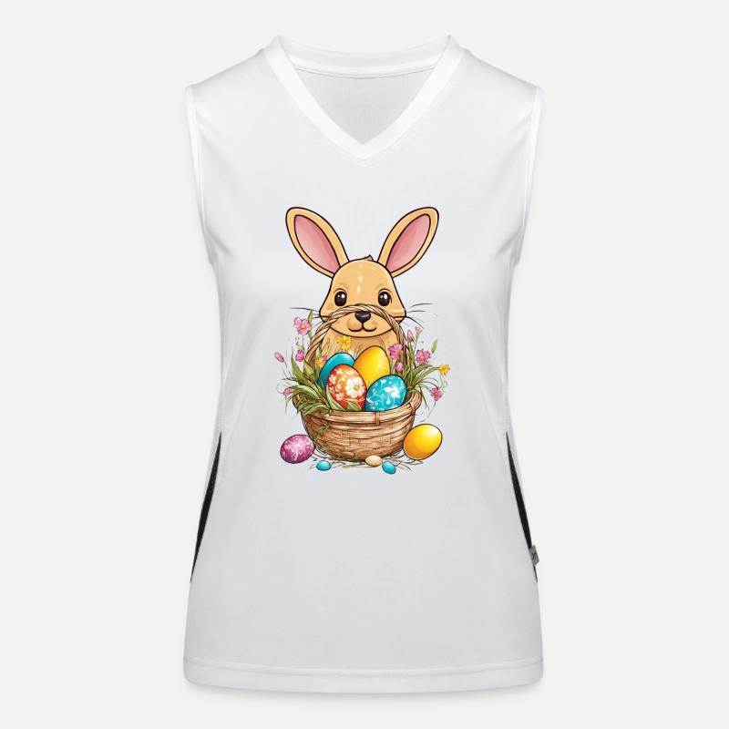 Bunny behind the Easter basket Women's Functional Contrast Tank Top