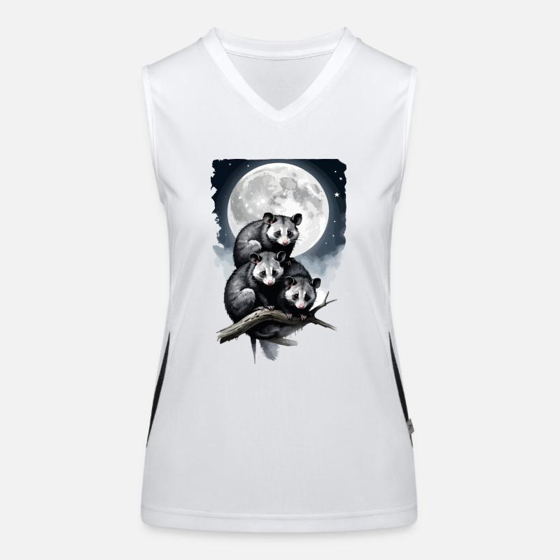 opossum illuminated by the moon. Women's Functional Contrast Tank Top