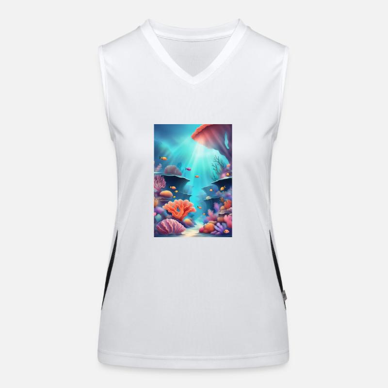 Colorful coral reefs Women's Functional Contrast Tank Top