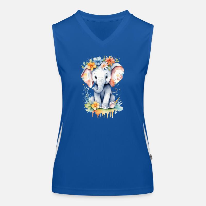 Blumenelefant Lebendiges Aquarelldesign Funktionelles Kontrast-Tank Top für Frauen