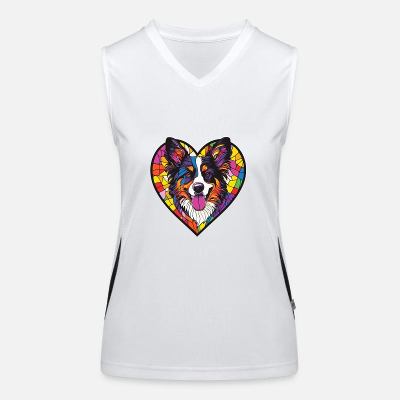 Samojede Hund Herz Liebe Funktionelles Kontrast-Tank Top für Frauen