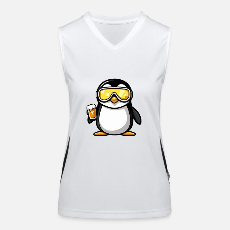 Pinguin Ski Bier Funktionelles Kontrast-Tank Top für Frauen