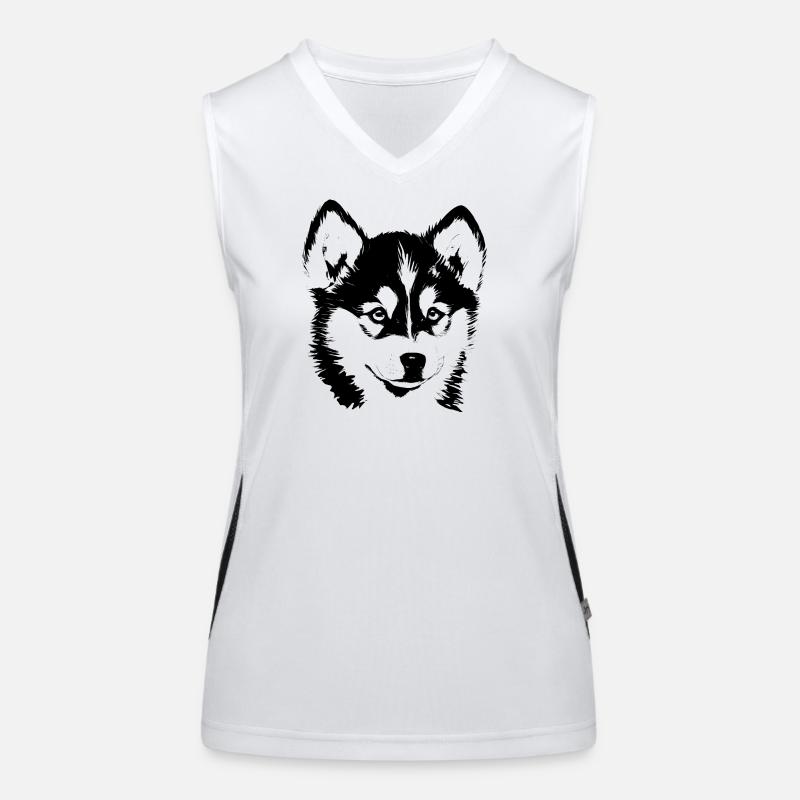 Portrait de husky noir et blanc Débardeur respirant contrasté Femme