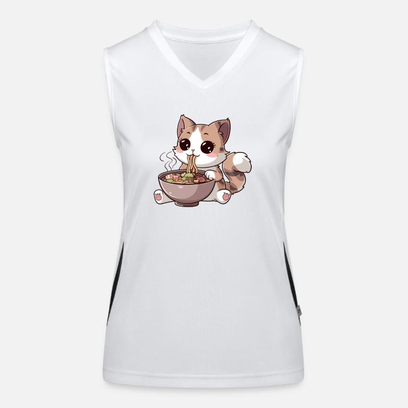 Chat Kawaii mangeant des ramen Débardeur respirant contrasté Femme