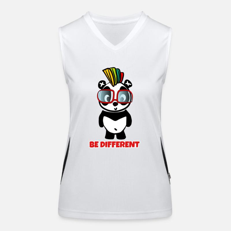 Be Different - Crazy Pandabear Funktionelles Kontrast-Tank Top für Frauen