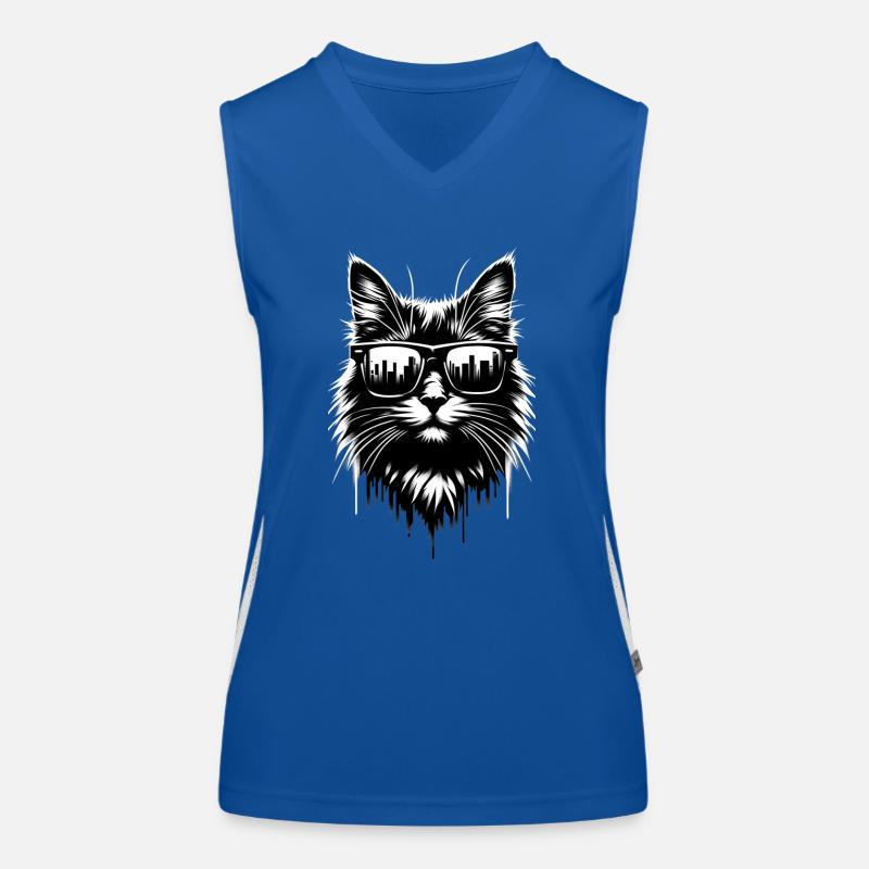 Cool Cat | Sonnenbrillen Katze Funktionelles Kontrast-Tank Top für Frauen