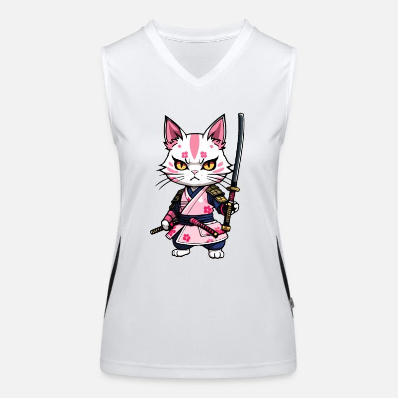 Samurai Katze & Kirschblüten #8 Funktionelles Kontrast-Tank Top für Frauen