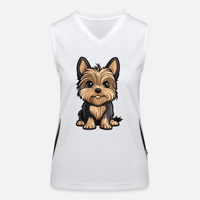Yorkshire Terrier Dog Comic Cute Women's Functional Contrast Tank Top