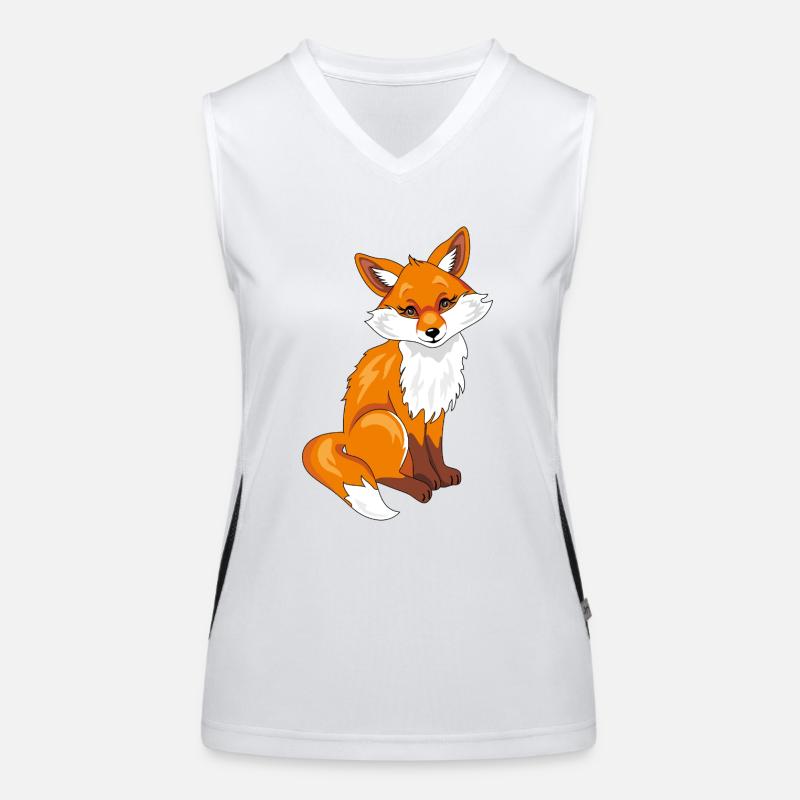 Sitting cute shy fox Women's Functional Contrast Tank Top