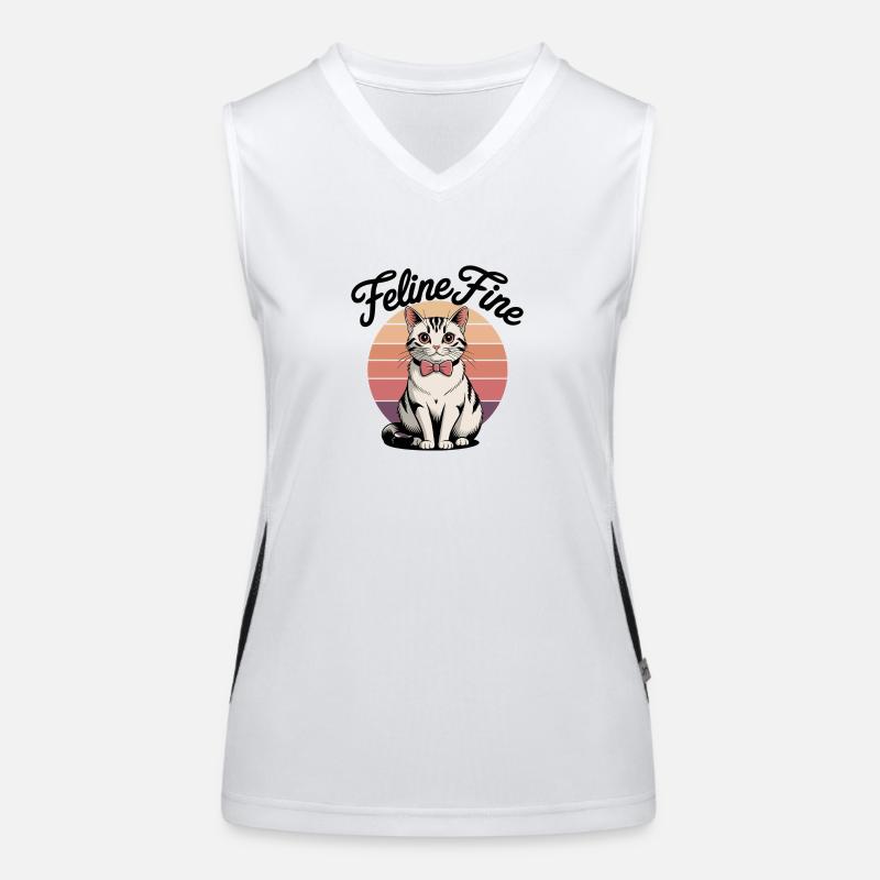 Feline Fine – Retro Sunset Cat Women's Functional Contrast Tank Top
