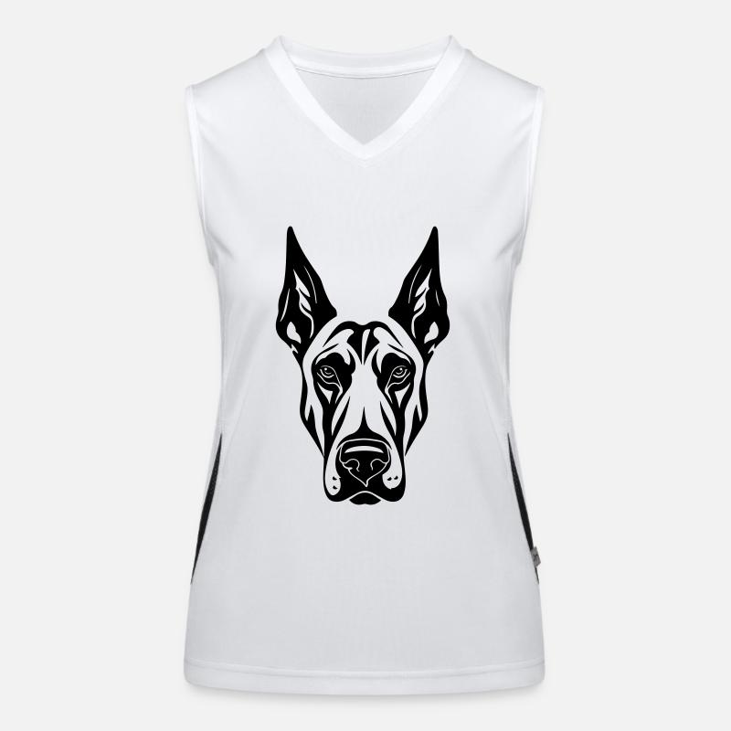 Doberman Hund Kopf Funktionelles Kontrast-Tank Top für Frauen