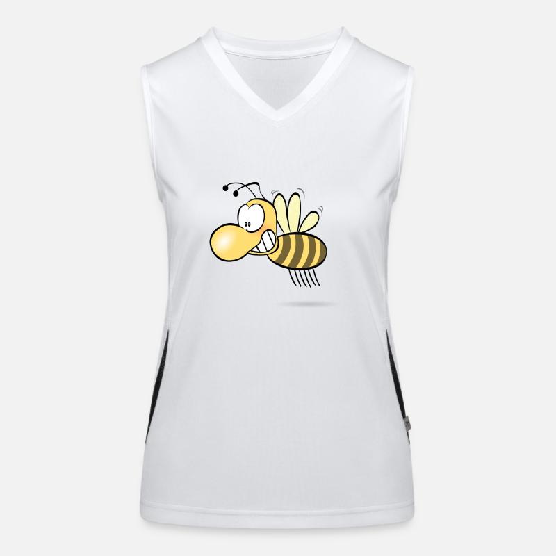 Funny cartoon bee gift idea Women's Functional Contrast Tank Top