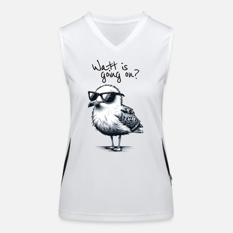 Watt is going on Coole Möwe Nordsee Spruch Women's Functional Contrast Tank Top