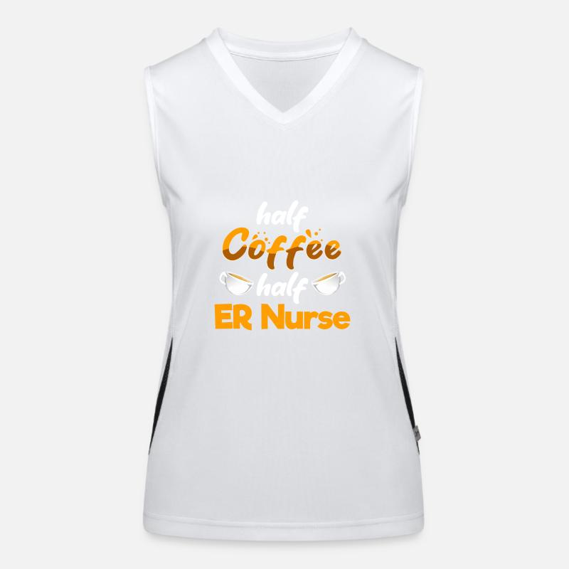 Half Coffee Half ER Nurse Funny Emergency Nurse Funktionelles Kontrast-Tank Top für Frauen